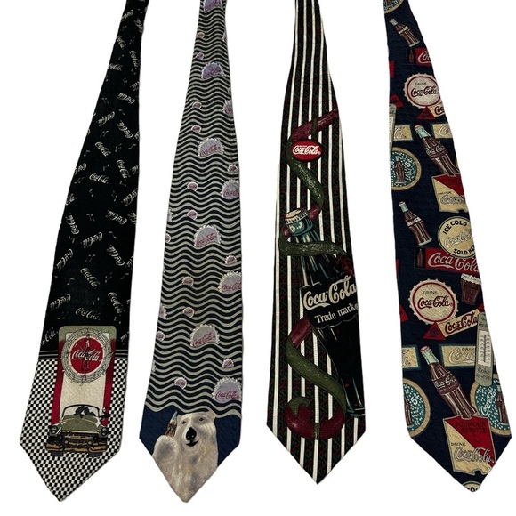 Set of 4 Vintage Coca Cola Ties for Men - Picture 1 of 9